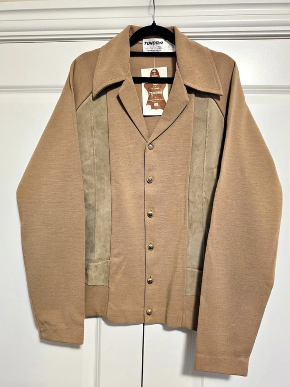 NWT TUNDRA VINTAGE MEN'S KNIT CARDIGAN BLAZER GENUINE SUEDE L MADE IN CANADA